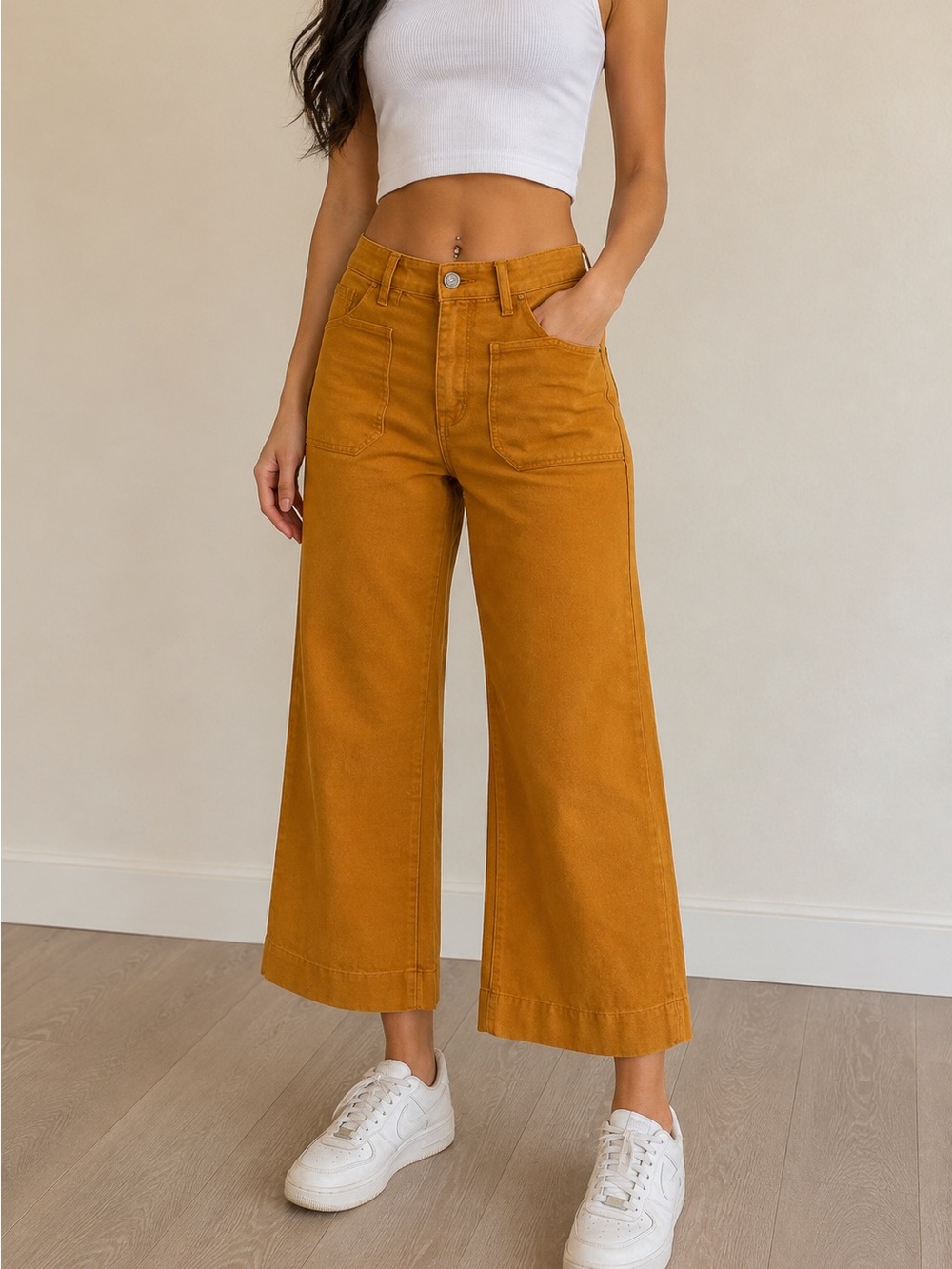 Maeve Anthropologie The Colette Mustard Wide Leg Pants 27P Petite
